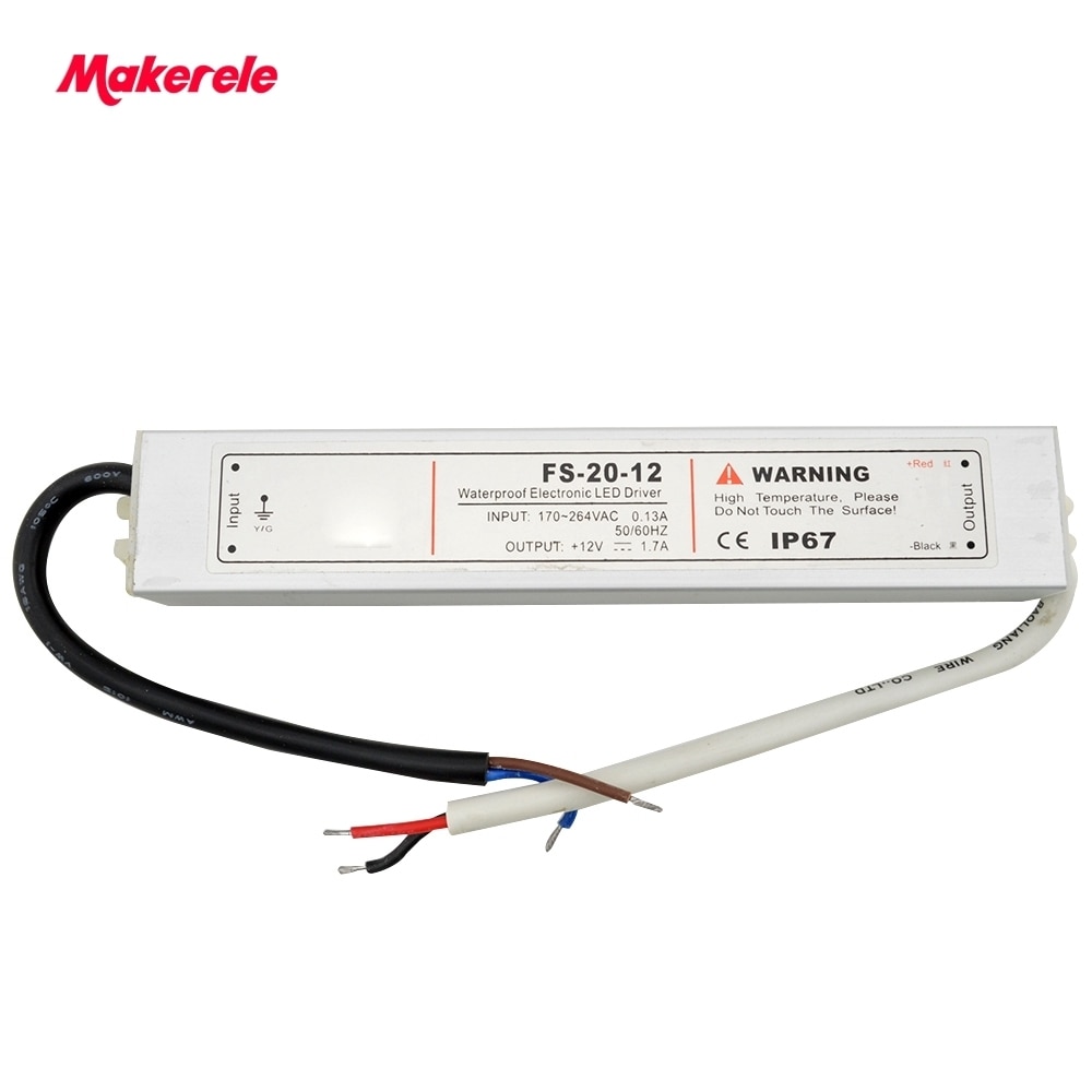 5V 12V 24V 36V Waterproof LED Power Supply 110V/220V IP67 20W LED