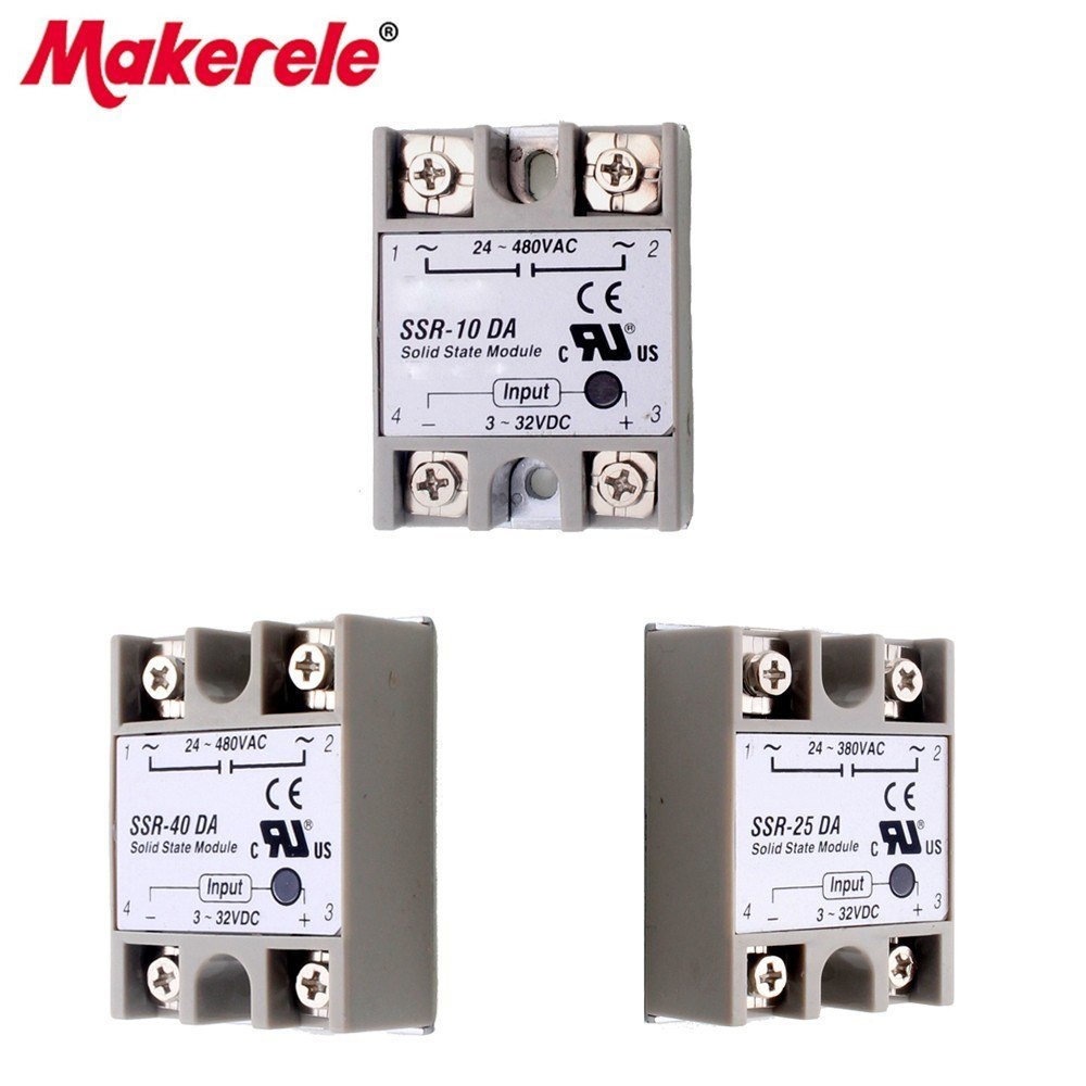 SSR-10DA Solid State Relay Module – 3-32V DC To AC 24-380V 10A, With Heat Sink, DIYmore