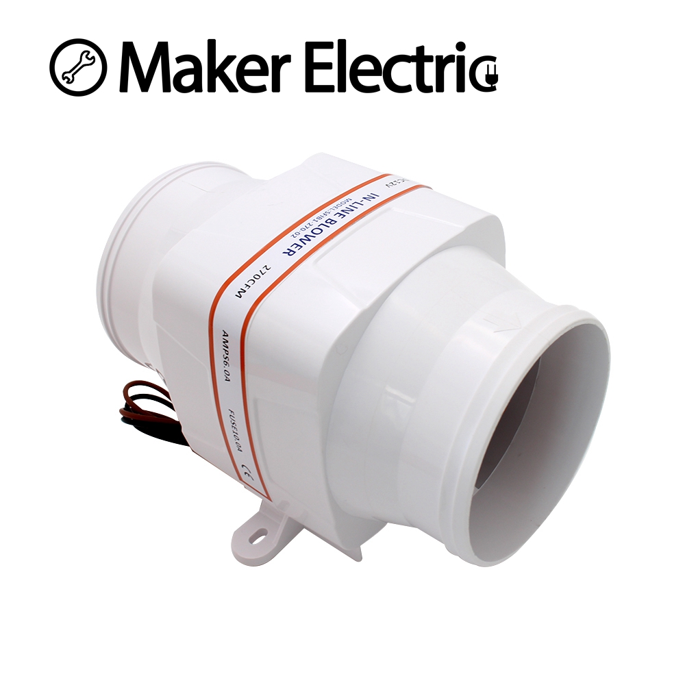 YaeMarine 12V Electric Bilge Blower - 4 Inch, 270CFM, Super Powerful & Easy To Install For Boats