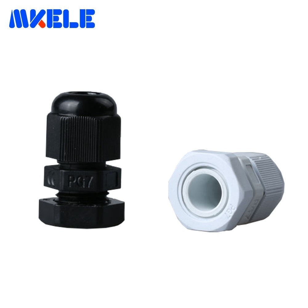 10pcs Electric Cable Gland PG7 Black White Plastic Nylon Waterproof
