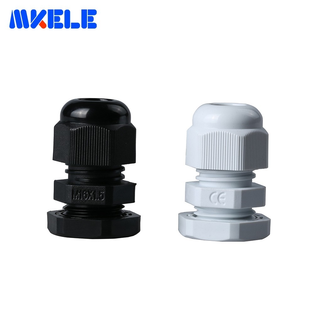 10Pcs M16x1.5 4-8mm Black White Plastic Waterproof Thread Cable Gland Joni JE